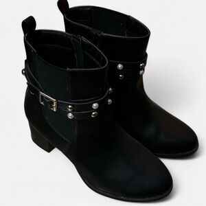 Lane Bryant Wide Width Black Ankle Boots with Pearl Accents 11W